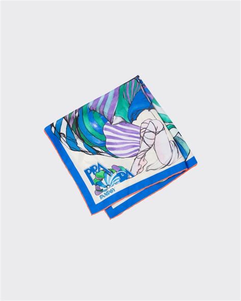 foular prada|Fantasy 55 silk foulard .